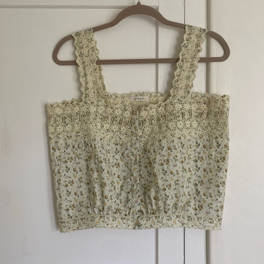 DÔEN Floral Eyelet Tank